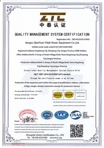 Cina Jiangsu Qianyuanfeida  electric equipment Co.,Ltd Sertifikasi